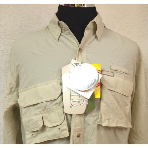 Sports Afield Mens Medium Grey Roll Tab Long Sleeve Button Hike Fish Shirt NWT - Picture 2 of 13